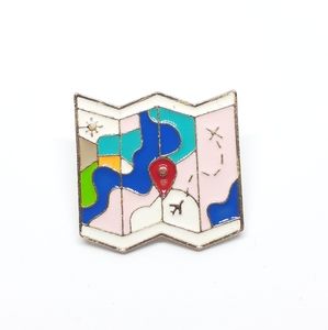 Pink Map enamel pin destination